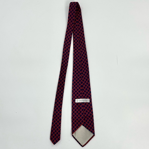 Vintage Christian Dior Navy Blue and Red Knit Power Old Money Quiet Luxury Tie - Picture 7 of 12